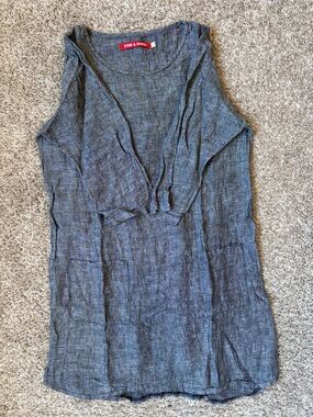 Pyne & Smith Sleeveless Linen shift dress in Charcoal